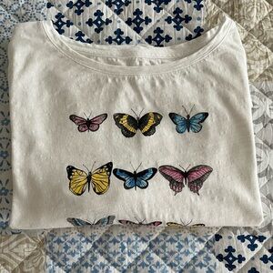 Talbots 🌼3/4 Sleeve Butterfly T Shirt